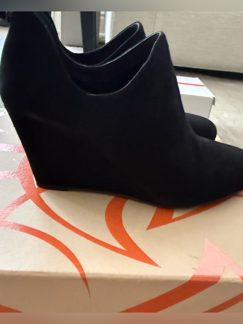 Via Spiga Black Wedge Ankle Booties